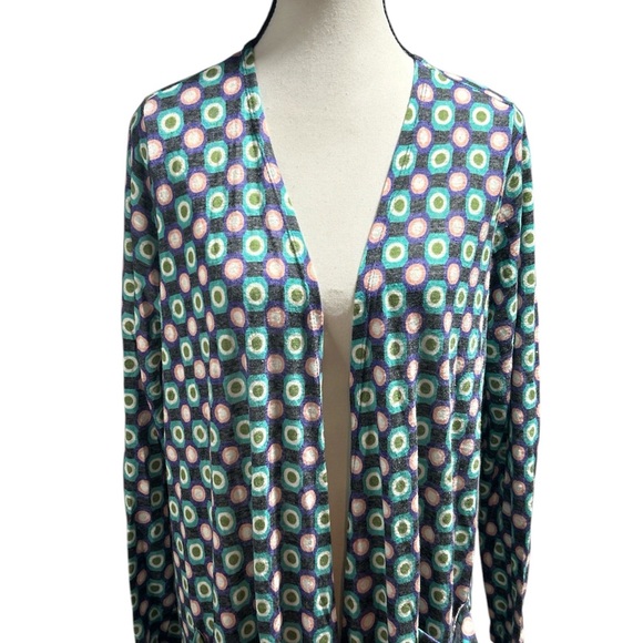 LuLaRoe Long Open Front Duster Cardigan Dot Design Size Medium - Picture 2 of 10